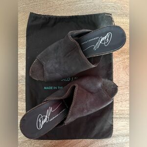 Donald J. Pliner Dark Brown Suede and Cork Wedges Gwen size 8